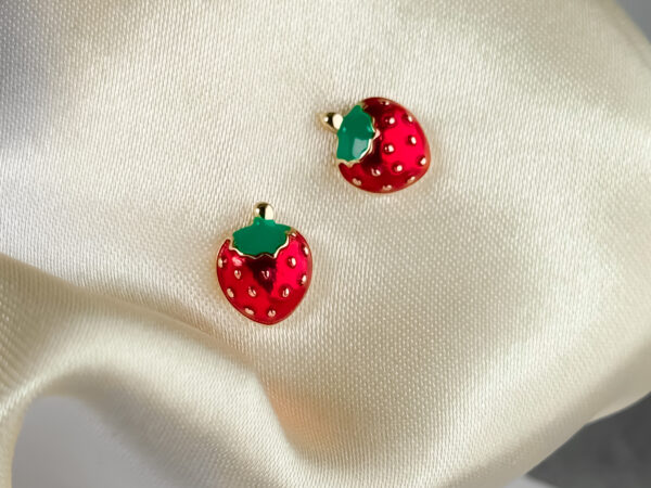 pozłacane Kolczyki truskawki  - Strawberry Pop
