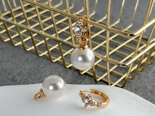 Kolczyki 2w1 z perełką i gwiazdami  - Stellar Pearl