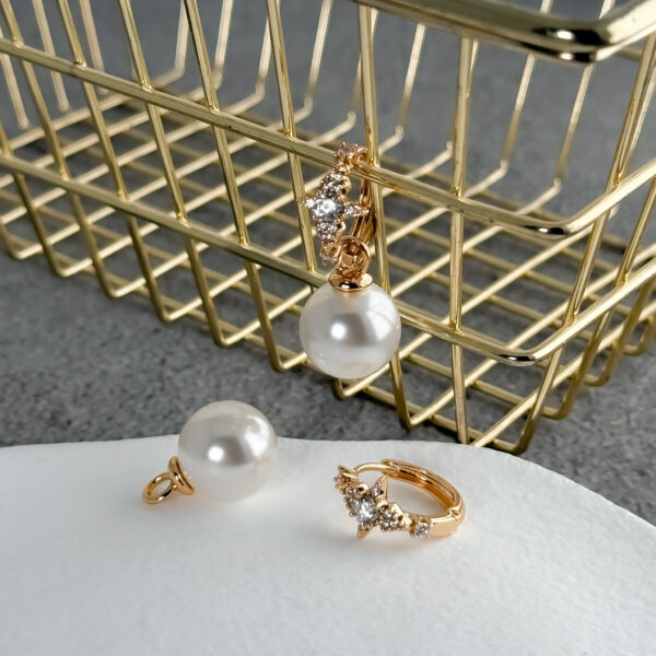 Kolczyki 2w1 z perełką i gwiazdami  - Stellar Pearl