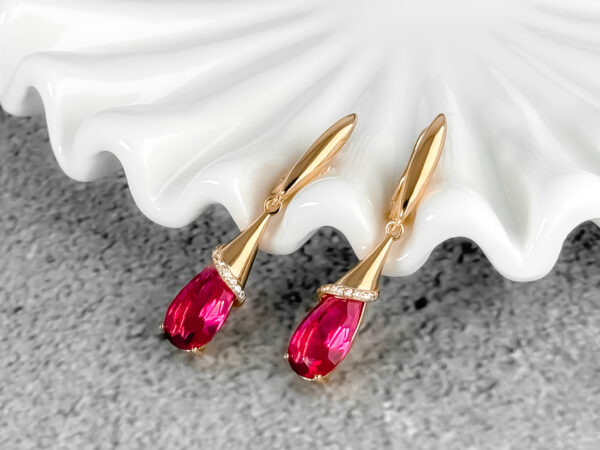 pozłacane kolczyki wieczorowe - Scarlet Tear