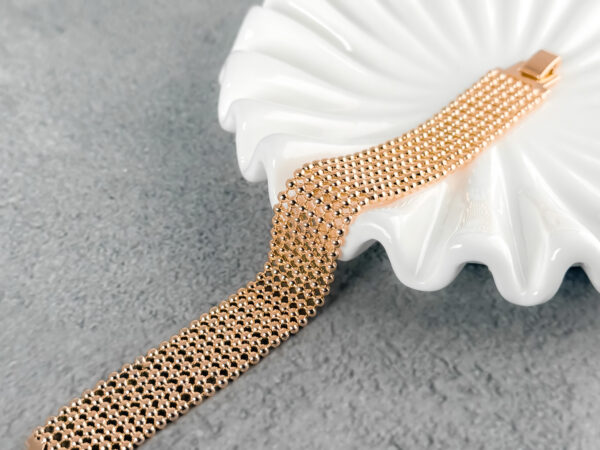 pozłacana bransoletka szeroka - Mesh luXe