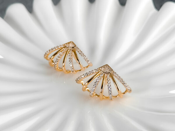 pozłacane kolczyk wachlarze - Arachne