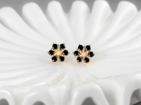 pozłacane kolczyk kwiaty - FLORETTE Black