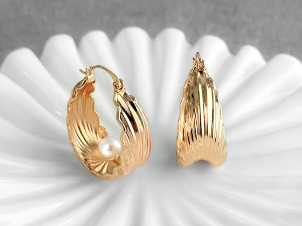 pozłacane kolczyki Z perłą - Venushell