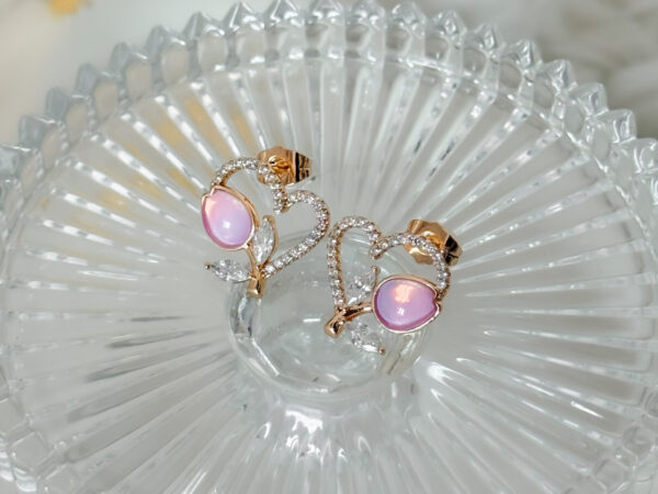 pozłacane kolczyki kwiatowe serca