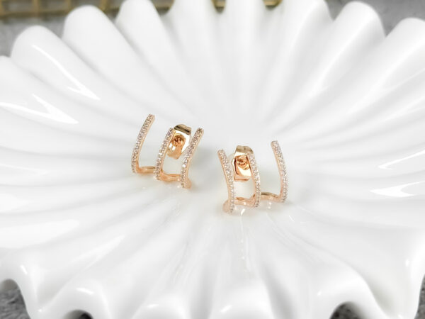 pozłacane kolczyki potrójne - TRINITY